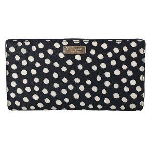 Kate Spade Wallet Stacy Black White Musical Dot Bifold Snap Close Coated Canvas